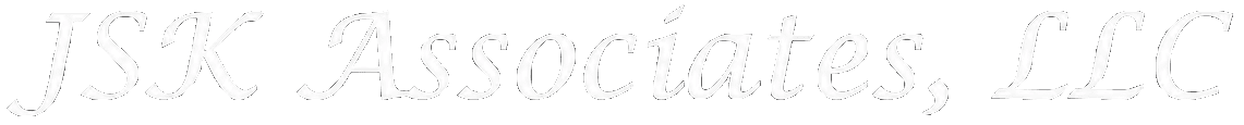 Text logo reading “JSK Associates, LLC” in a cursive font on a white background.